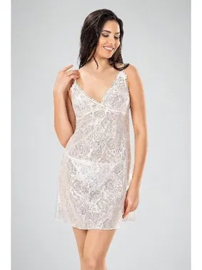 Ahu Lingerie Ekru 2li Sabahlıklı Tül Gecelik Takım Ahu 7736 - Alternatif Görünüm