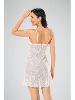 Ekru 2li Sabahlıklı Tül Gecelik Takım Ahu 7736 Ekru farklı açı