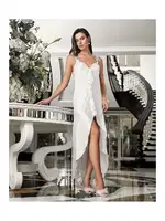 Ekru 2li Saten Gecelik Takımı Transparan Dantelli İmaj 3204 Ekru detay görünüm