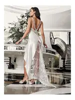 Ekru 2li Saten Gecelik Takımı Transparan Dantelli İmaj 3204 Ekru farklı açı