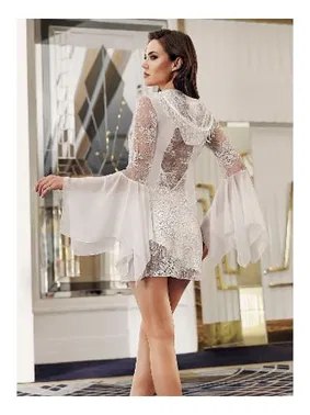 İmaj Ekru 2li Şifon Gecelik Takımı Sırtı Transparan Dantel Kapşon Detaylı İmaj 5201 - Alternatif Görünüm