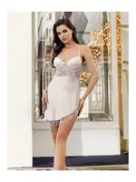 Ekru 2li Şifon Gecelik Takımı Sırtı Transparan Dantel Kapşon Detaylı İmaj 5201 Ekru farklı açı