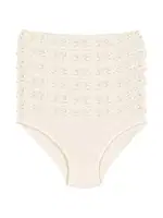 Ekru 6'lı Paket Likralı Beli Dantelli Kadın Bikini Külot Yıldız 3523 Ekru