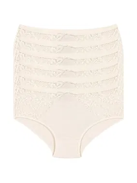 Yıldız Çamaşır Ekru 6'lı Paket Likralı Dantelli Bato Kadın Külot Yıldız 3832