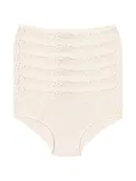 Ekru 6'lı Paket Likralı Dantelli Bato Kadın Külot Yıldız 3832 Ekru