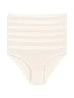 Ekru 6'lı Paket Likralı İz Yapmaz Kadın Bikini Külot Yıldız 3728