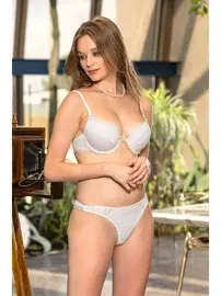 Gallipoli Ekru Balenli Tam Destekli Sütyen String Külot Takım Gallipoli MGP31282