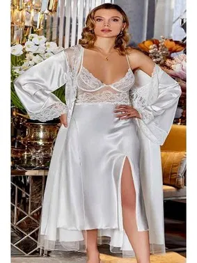 Jeremi Ekru Çeyizlik Dantelli Saten 6 lı Set Jeremi 315 - Alternatif Görünüm