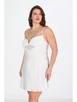 Ekru İpli Büyük Beden Gecelik Ahu Primoda 2100 Ekru detay görünüm