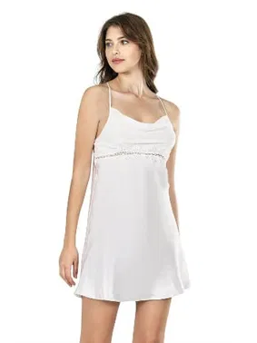 Ahu Lingerie Ekru Kısa İkili Saten Sabahlıklı Gecelik Takımı Ahu 7625 - Alternatif Görünüm