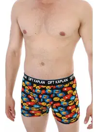 Çift Kaplan Emoji Desenli Dijital Baskı Çift Kaplan Erkek Boxer 796