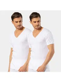 Cacharel Derin V Yaka Pamuk Kusa Kollu 2Li Erkek Fanila Cacharel 1502