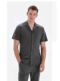 Eros Erkek Antrasit Kısa Kollu Önden Düğmeli Pijama Takımı Eros 33110