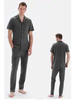 Erkek Antrasit Kısa Kollu Önden Düğmeli Pijama Takımı Eros 33110 Antrasit detay görünüm