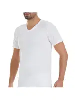 Erkek Beyaz 6'lı Paket V-Yaka Kısa Kollu Fanila Atlet Yıldız 23 Beyaz