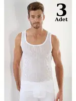Erkek Beyaz File Atlet 3'lü Paket Arma Yıldız 1121 - 3 ADET Beyaz