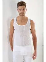 Erkek Beyaz File Atlet Arma Yıldız 1121 Beyaz detay görünüm