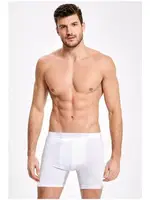 Erkek Beyaz Likralı Uzun Boxer Arma Yıldız 1173 Beyaz