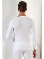 Erkek Beyaz Ribana Uzun Kol V Yaka Badi Arma Yıldız 1127 Beyaz detay görünüm