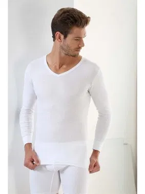 Arma Yıldız Erkek Beyaz Ribana Uzun Kollu V Yaka Body 2'li Paket Arma Yıldız 1127 - 2 ADET - Alternatif Görünüm