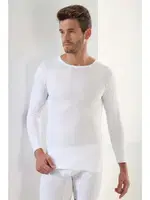 Erkek Beyaz Uzun Kol Yuvarlak Yaka Badi Arma Yıldız 1128 Beyaz detay görünüm