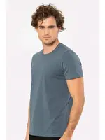 Pamuklu Bisiklet Yaka Likralı Erkek T-shirt 1331 MAVİ1