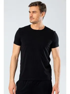 Cacharel Erkek Bisiklet Yaka Likralı T-shirt Cacharel 1331/ Siyah - Alternatif Görünüm