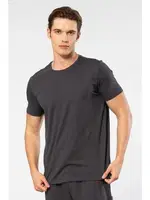 Bisiklet Yaka Kısa Kollu Erkek T-shirt Cacharel 2169 Antrasit