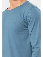 Modal Bisiklet Yaka Uzun Kollu Nakış Logolu Erkek Pijama Takımı Cacharel 2244 İndigo farklı açı