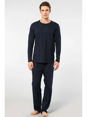 Cacharel Lacivert Uzun Kollu Modal Bisiklet Yaka Pijama Takımı Cacharel 2244 - Alternatif Görünüm