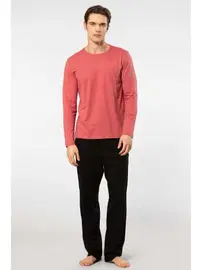 Cacharel Nakış Logolu Uzun Kollu Bisiklet Yaka Modal Erkek Pijama Takımı Cacharel 2244