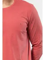 Nakış Logolu Uzun Kollu Bisiklet Yaka Modal Erkek Pijama Takımı Cacharel 2244 Mercan detay görünüm