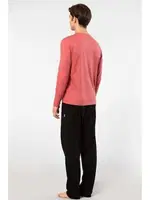 Nakış Logolu Uzun Kollu Bisiklet Yaka Modal Erkek Pijama Takımı Cacharel 2244 Mercan farklı açı