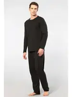 Bisiklet Yaka Uzun Kollu Nakış Logolu Modal Erkek Pijama Takımı Cacharel 2244 Siyah farklı açı