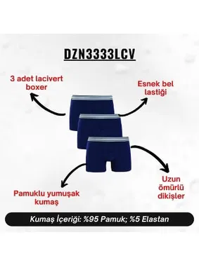 Darkzone Erkek Boxer Lacivert 3'Lü Set Darkzone DZN3333LCV - Alternatif Görünüm