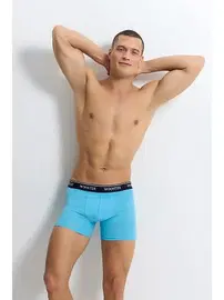 Wooster Erkek Boxer Pamuklu Mavi Strech Cotton Wooster W-039 - 3 Adet