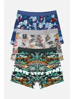 Erkek Çocuk Baskılı Boxer Likralı %96 Pamuk ÖTS 7265 - 6 ADET Gri