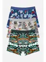 Erkek Çocuk Baskılı Boxer Likralı %96 Pamuk ÖTS 7265 - 6 ADET
