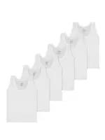 Erkek Çocuk Beyaz Ribana Atlet 6lı Paket Arma Yıldız 5546 - 6 ADET Beyaz