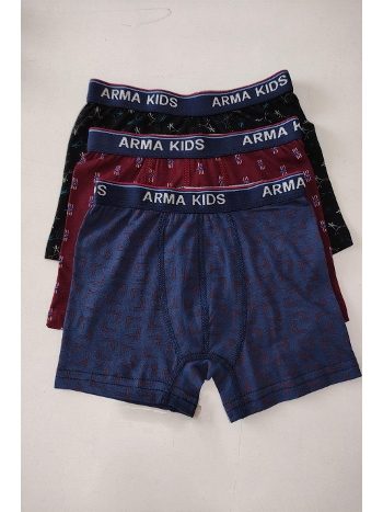 Erkek Çocuk Desenli Likralı Boxer 3'lü Paket Arma Yıldız 5541 - 3 ADET