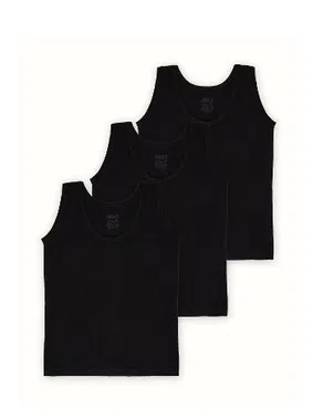 Arma Yıldız Erkek Çocuk Siyah Atlet 3lü Paket %100 Pamuklu Penye Arma Yıldız 5548 - 3 ADET