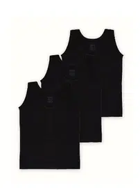 Arma Yıldız Erkek Çocuk Siyah Atlet 3lü Paket %100 Pamuklu Penye Arma Yıldız 5548 - 3 ADET