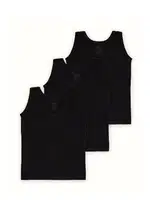 Erkek Çocuk Siyah Atlet 3lü Paket %100 Pamuklu Penye Arma Yıldız 5548 - 3 ADET Siyah