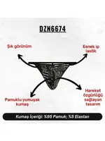 Erkek Desenli Siyah String  Darkzone DZN6674 farklı açı