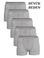 Erkek Gri Battal Büyük Beden Boxer 5'li Paket Arma Yıldız 1177 - 5 ADET Gri