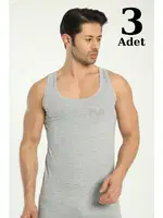 Erkek Gri Pamuklu Loklu Atlet 3'lü Paket Arma Yıldız 1108 - 3 ADET Gri