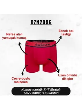 Darkzone Erkek Kırmızı Modal Boxer Darkzone DZN2096 - Alternatif Görünüm