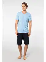 Kısa Kollu Modal Cepli Erkek Şort Pijama Takım Cacharel 2193 Açık Mavi detay görünüm
