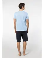 Kısa Kollu Modal Cepli Erkek Şort Pijama Takım Cacharel 2193 Açık Mavi farklı açı