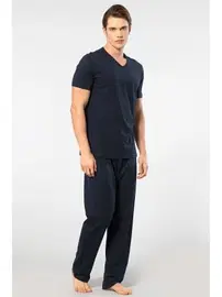 Cacharel V Yaka Kısa Kollu Modal Erkek Pijama Takımı Cacharel 2192